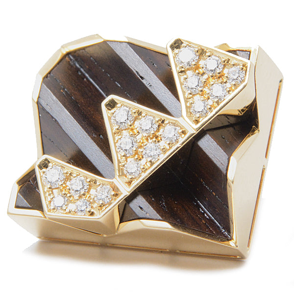 MIKIMOTO K18YG Wood Diamond Triangle Brooch D0.25ct