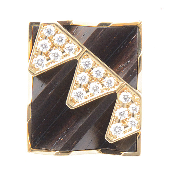 MIKIMOTO K18YG Wood Diamond Triangle Brooch D0.25ct