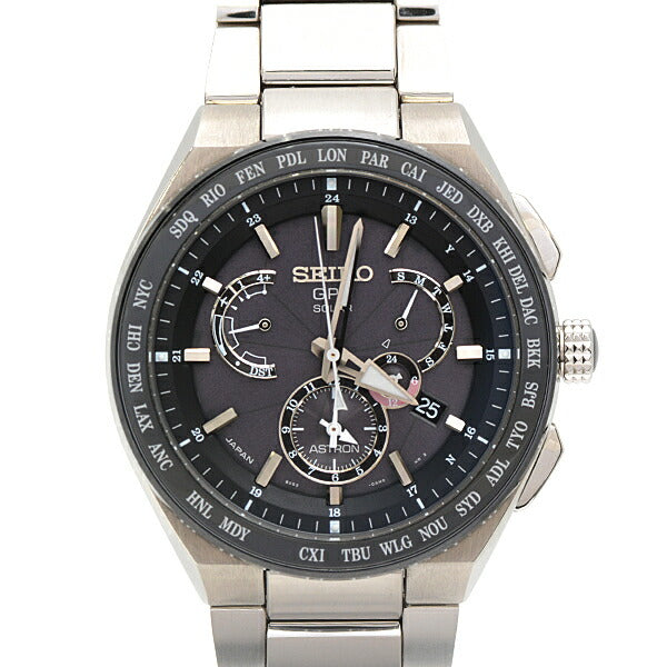 Seiko Astron Solar Black Dial Titanium Watch