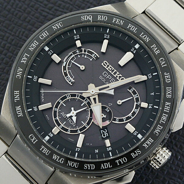 Seiko Astron Solar Black Dial Titanium Watch