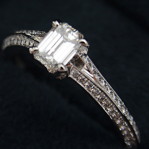 GRAFF PT950 Platinum Emerald Cut Diamond Ring 0.51ct in Great Condition