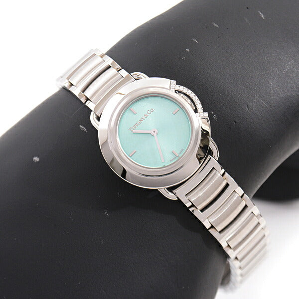 Tiffany & Co T Diamond Quartz Watch SS Blue Dial