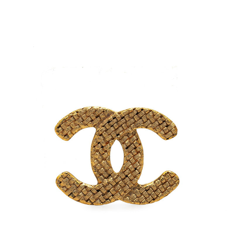 Chanel Vintage Coco Mark Quilted Brooch Gold