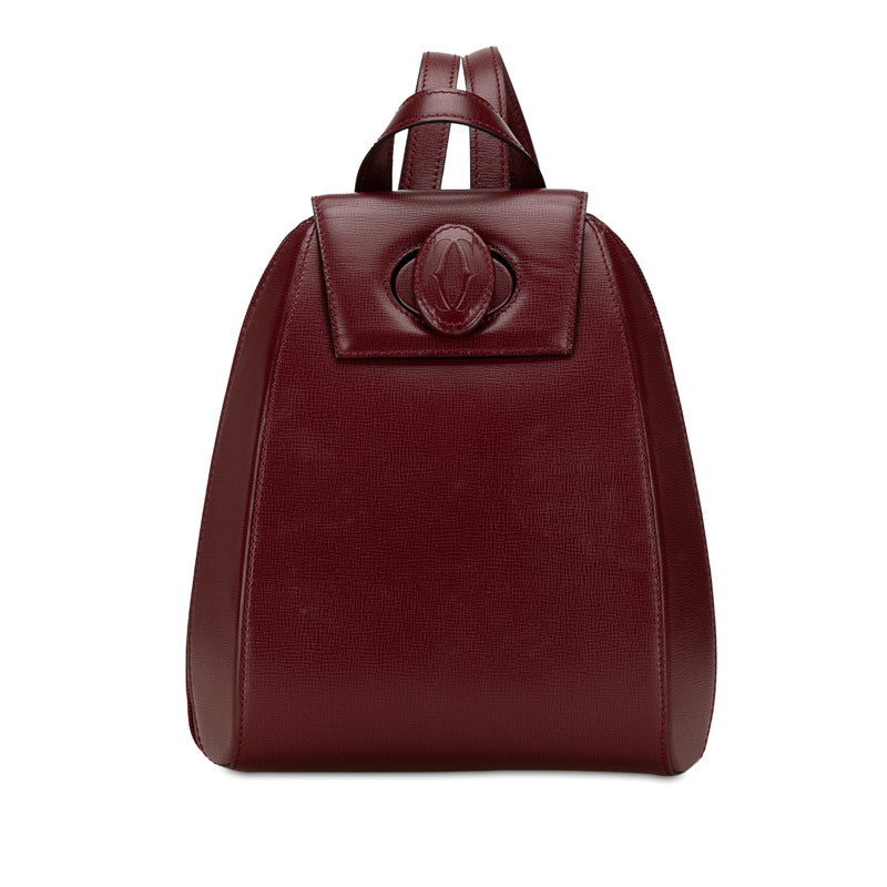 Cartier Must Line Leather Backpack Wine Red in Very Good Condition