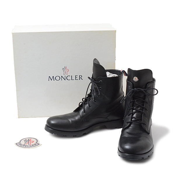 Moncler Men's Leather Lace-Up Work Boots Black