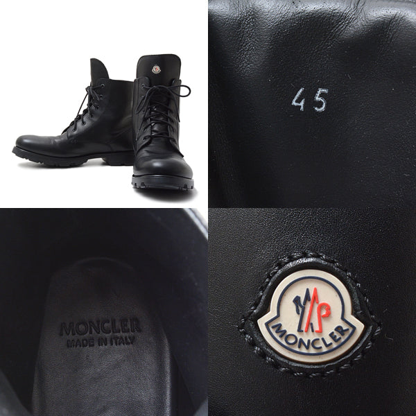 Moncler Men's Leather Lace-Up Work Boots Black