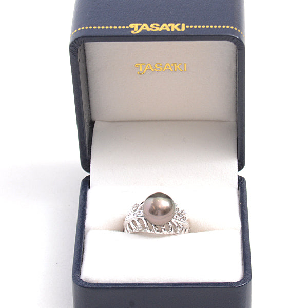 Tasaki K18WG Black Pearl Diamond Ring 11.5