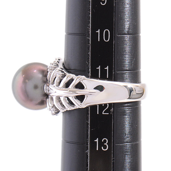 Tasaki K18WG Black Pearl Diamond Ring 11.5