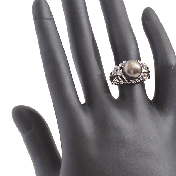 Tasaki K18WG Black Pearl Diamond Ring 11.5