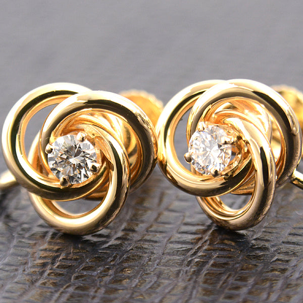 Tiffany & Co Yellow Gold Diamond Earrings in Great Condition