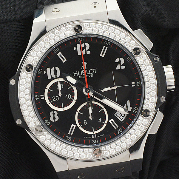 Hublot Big Bang Steel Diamond Chronograph Automatic Black Dial 341.SX.130.RX.114 in Great Condition