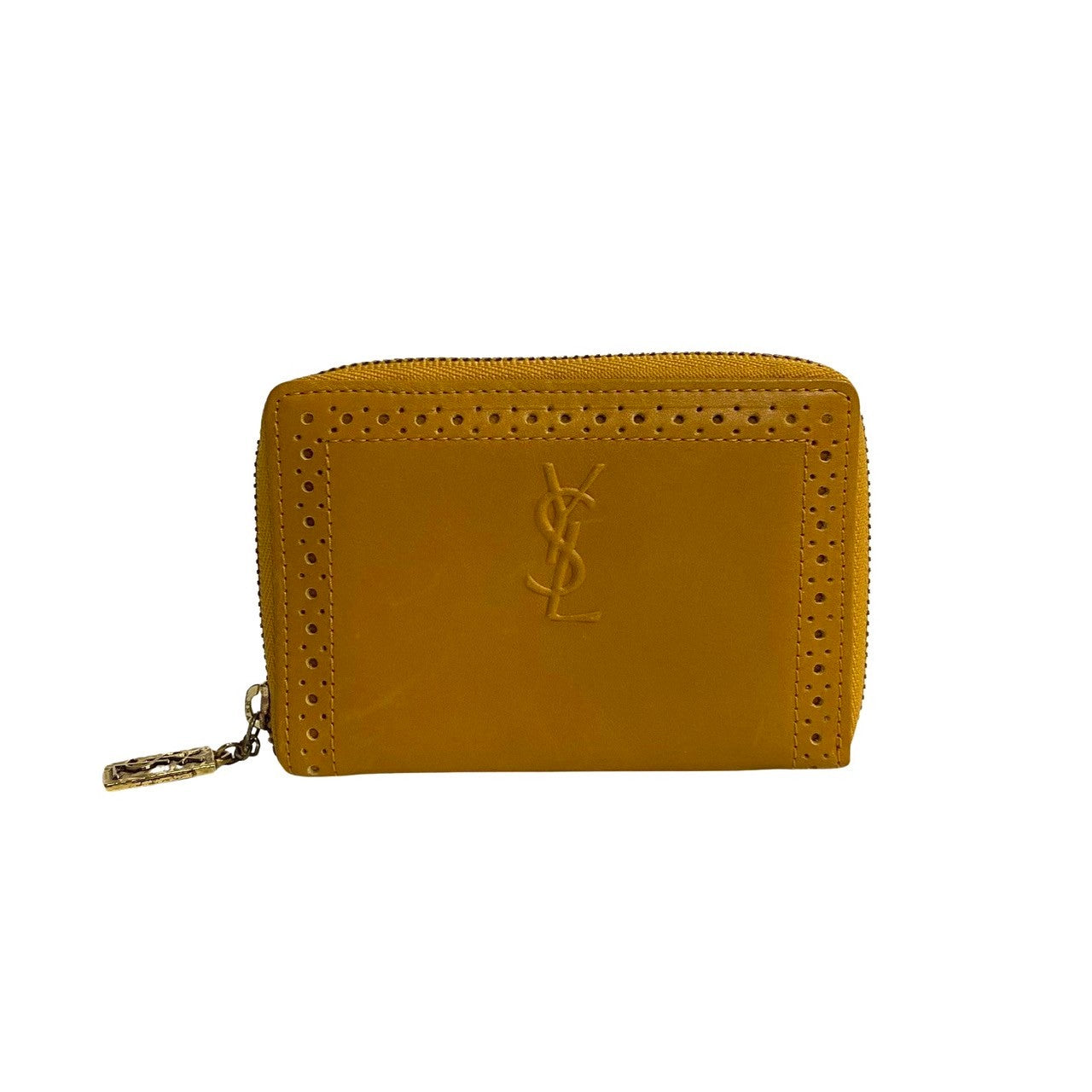 Yves Saint Laurent Leather Zip Wallet Leather Coin Case in Very Good Condition