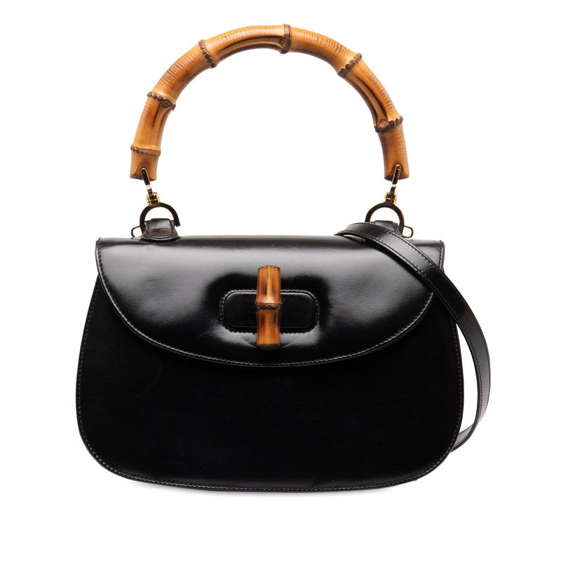 Leather Bamboo Top Handle Bag  000 1364