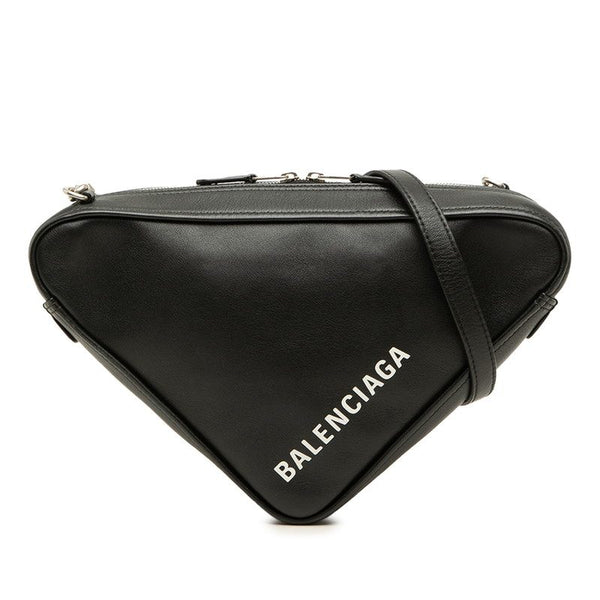 Balenciaga Triangle Logo Print Leather Shoulder Bag