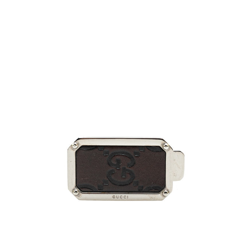 Gucci Shima Money Clip Silver Brown Metal