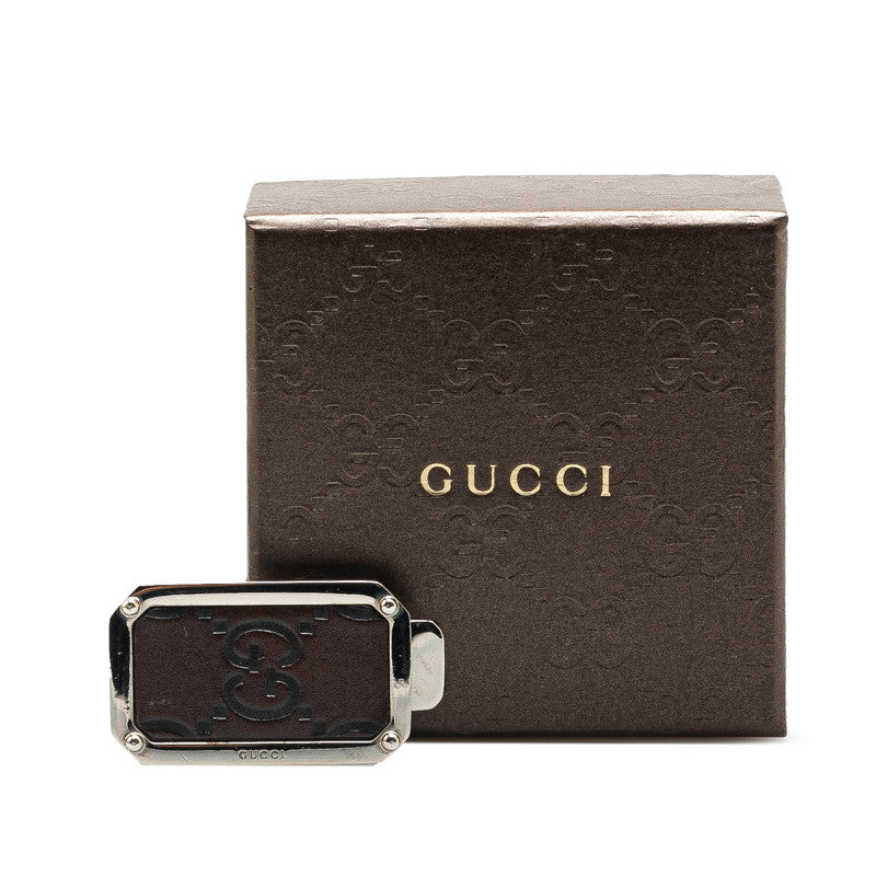 Gucci Shima Money Clip Silver Brown Metal