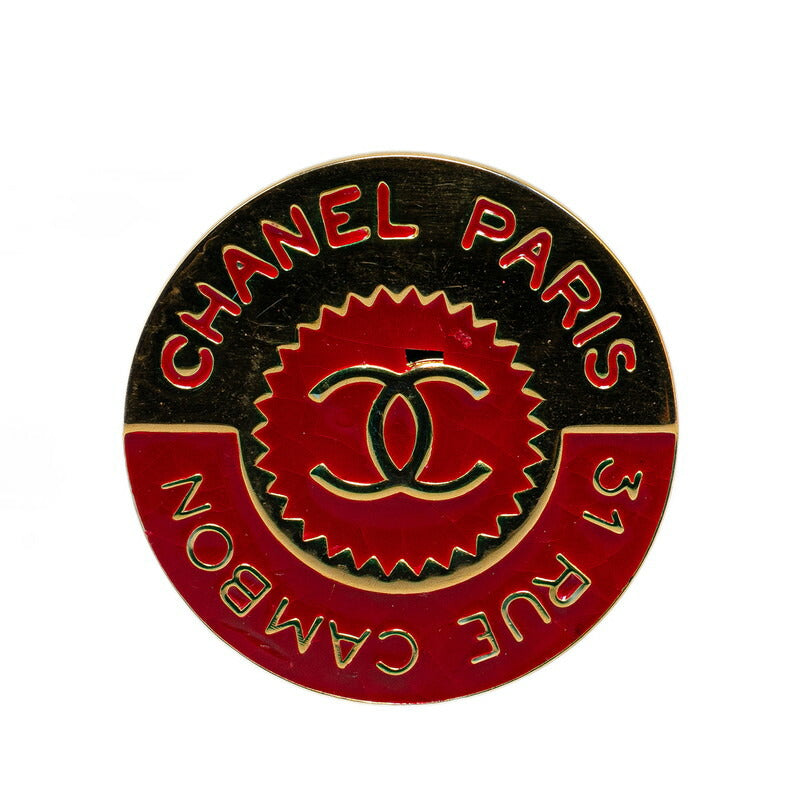 Chanel Coco Mark Cambon Brooch Gold Red