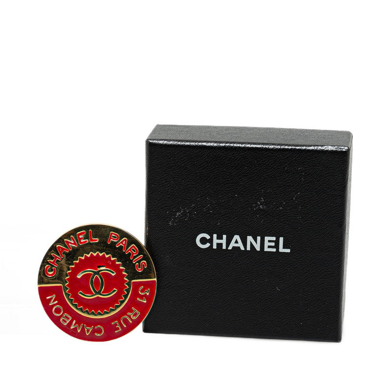 Chanel Coco Mark Cambon Brooch Gold Red