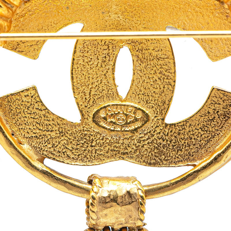 Chanel Vintage Coco Mark Cross Brooch Gold