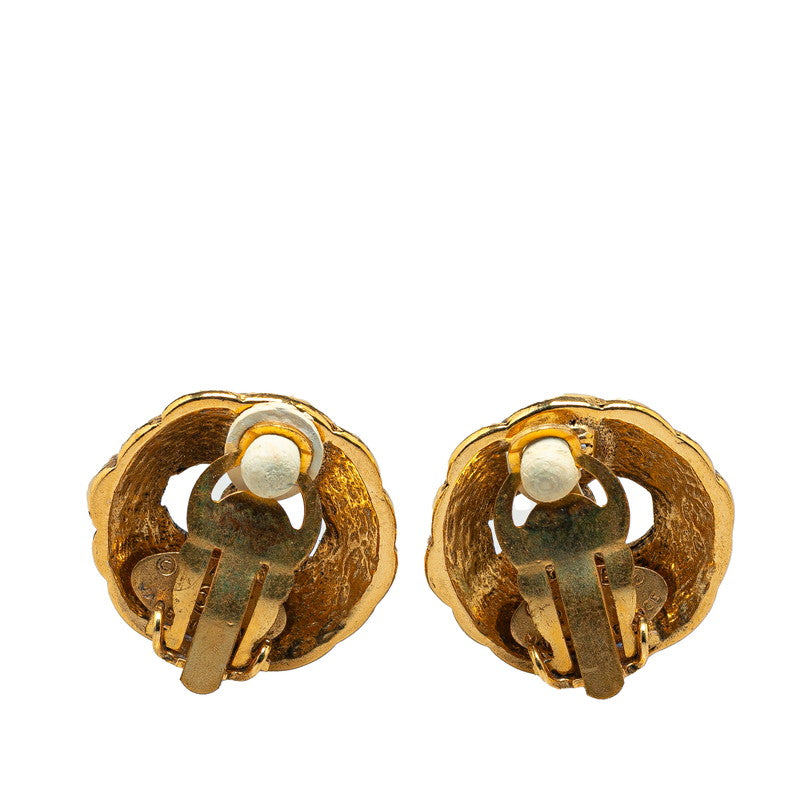 Chanel Vintage Matelasse Coco Mark Earrings Gold Plated in Great Condition