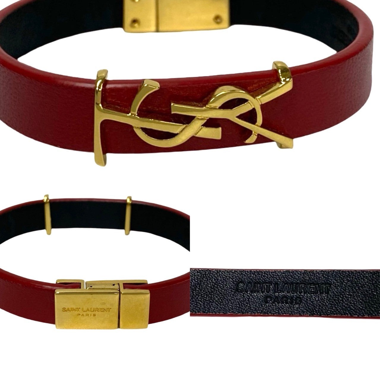 Yves Saint Laurent Leather Bracelet Red