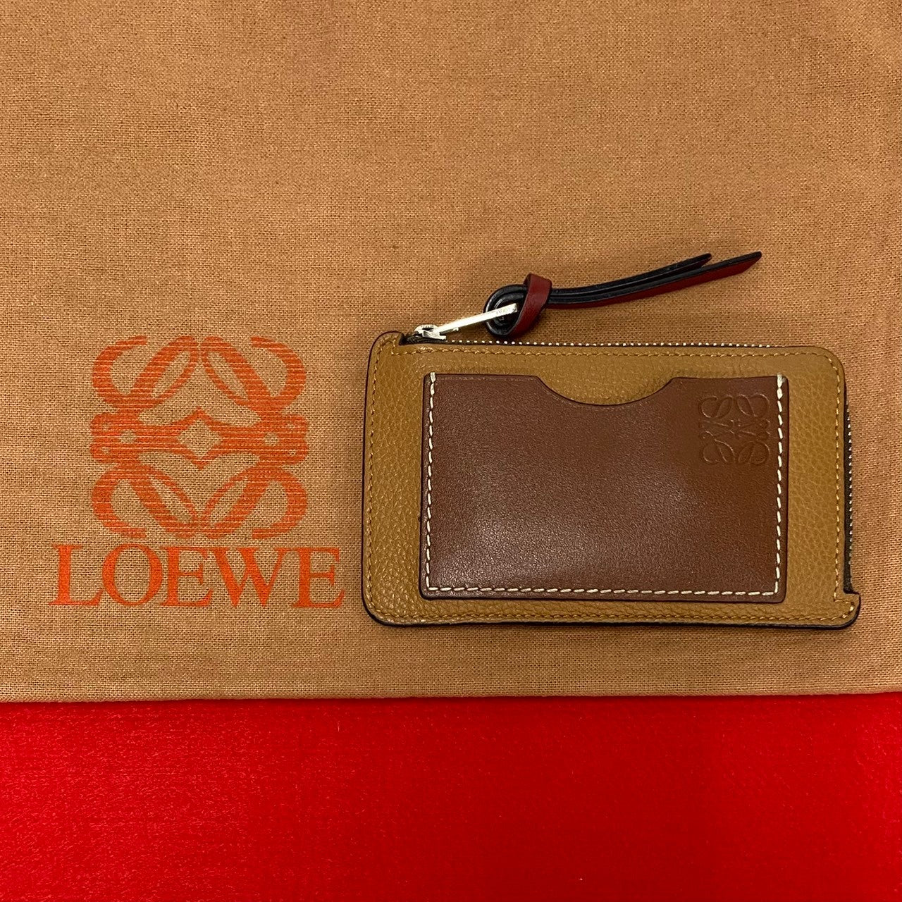 Loewe Anagram Logo Leather Card Case Brown