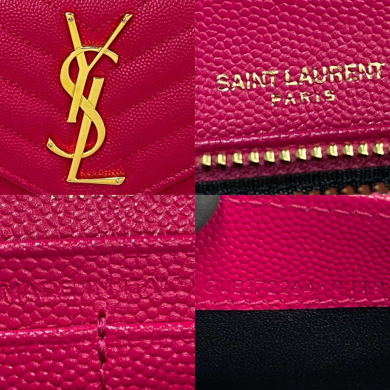 Yves Saint Laurent Matelasse Grain De Poudre Cassandre Large Flap Wallet Leather Long Wallet in Great Condition