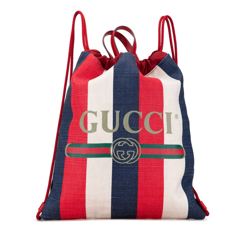 Gucci Canvas Leather Drawstring Backpack