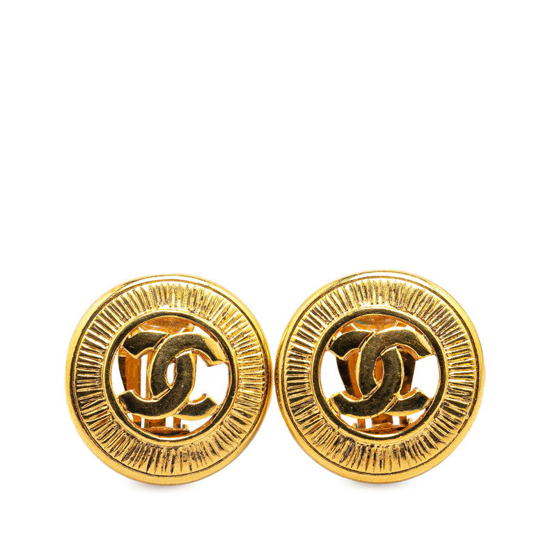 Chanel Coco Mark Round Earrings Gold