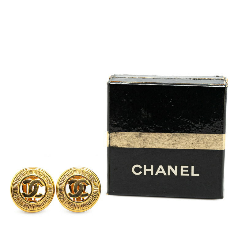 Chanel Coco Mark Round Earrings Gold