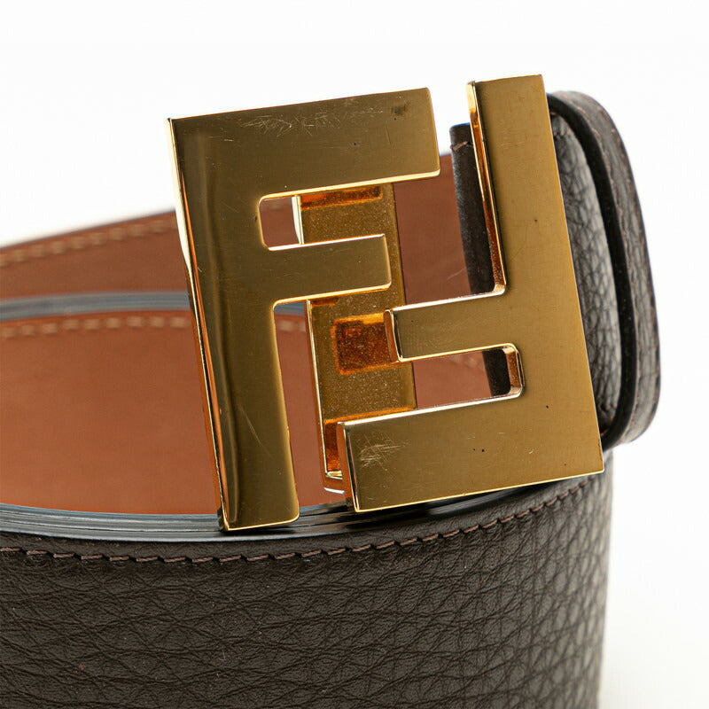 Fendi FF Leather Belt Brown Gold