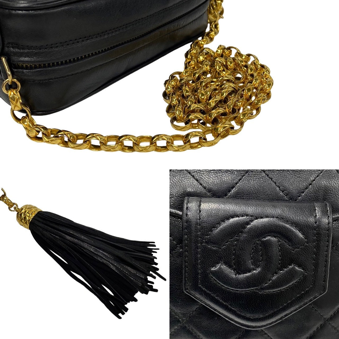 Chanel CC Matelasse Fringe Bag  Leather Crossbody Bag in Very Good Condition