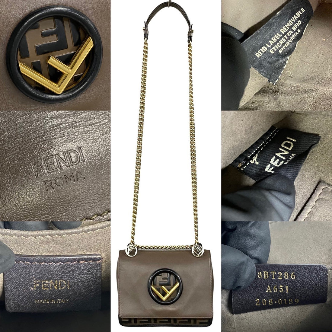 Fendi Can I F F Logo Leather 2way Shoulder Bag Leather Shoulder Bag 52097 in Very Good Condition