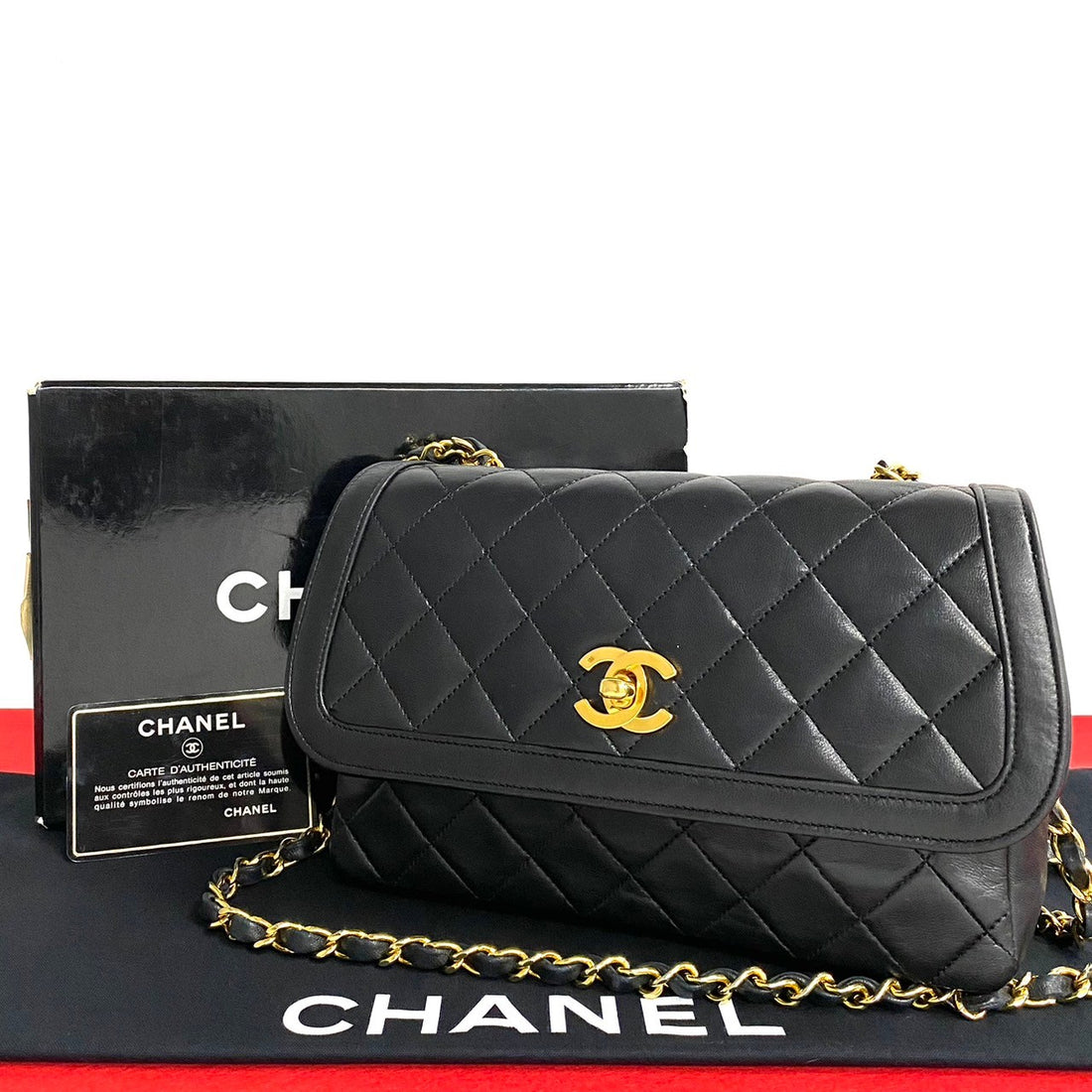 Chanel Matelasse Coco Lambskin Chain Shoulder Bag Leather Shoulder Bag 53396