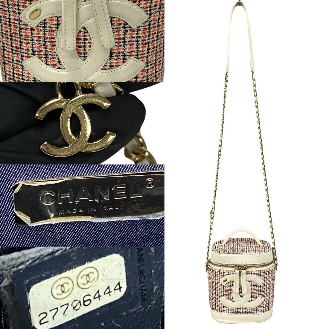 Chanel CC Tweed Vanity Crosssbody Bag  Canvas Crossbody Bag in Very Good Condition