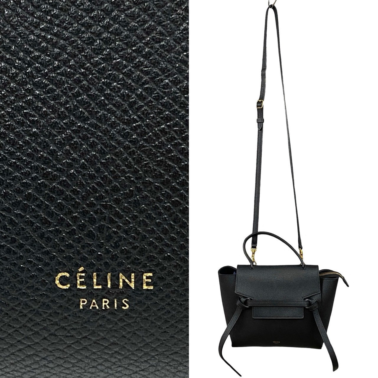 Celine Leather Belt Bag Nano Black