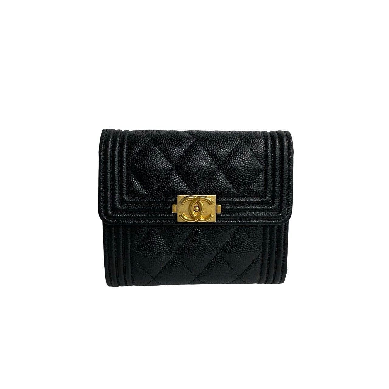 Chanel Boy Matelasse Caviar Bifold Wallet Black