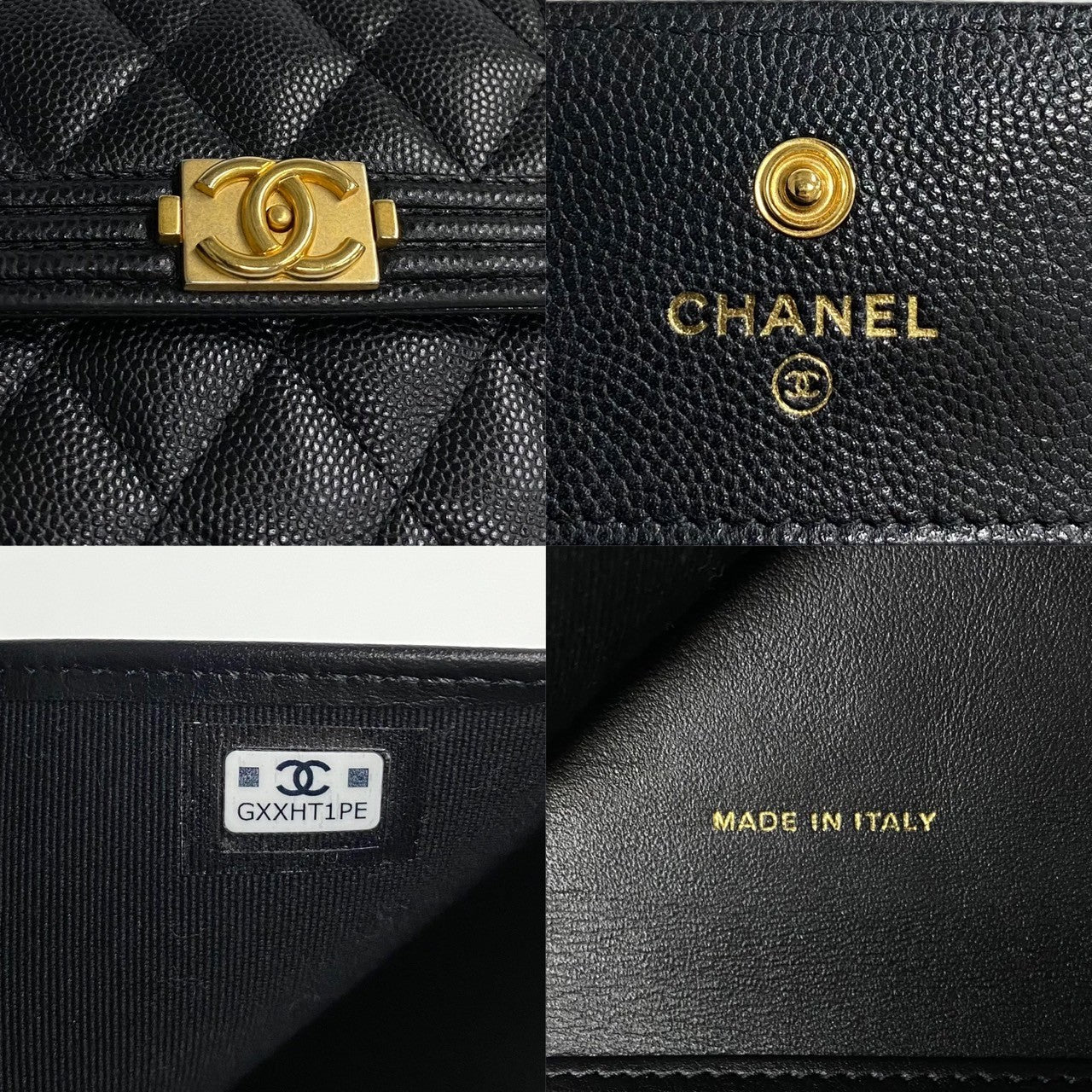 Chanel Boy Matelasse Caviar Bifold Wallet Black