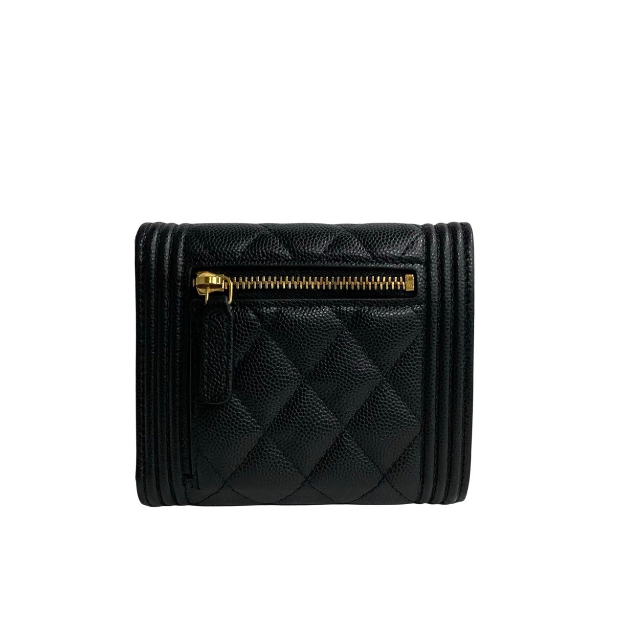 Chanel Boy Matelasse Caviar Bifold Wallet Black