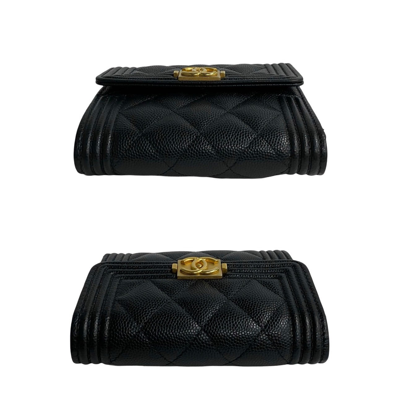 Chanel Boy Matelasse Caviar Bifold Wallet Black