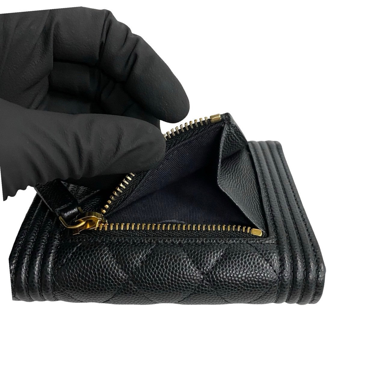 Chanel Boy Matelasse Caviar Bifold Wallet Black