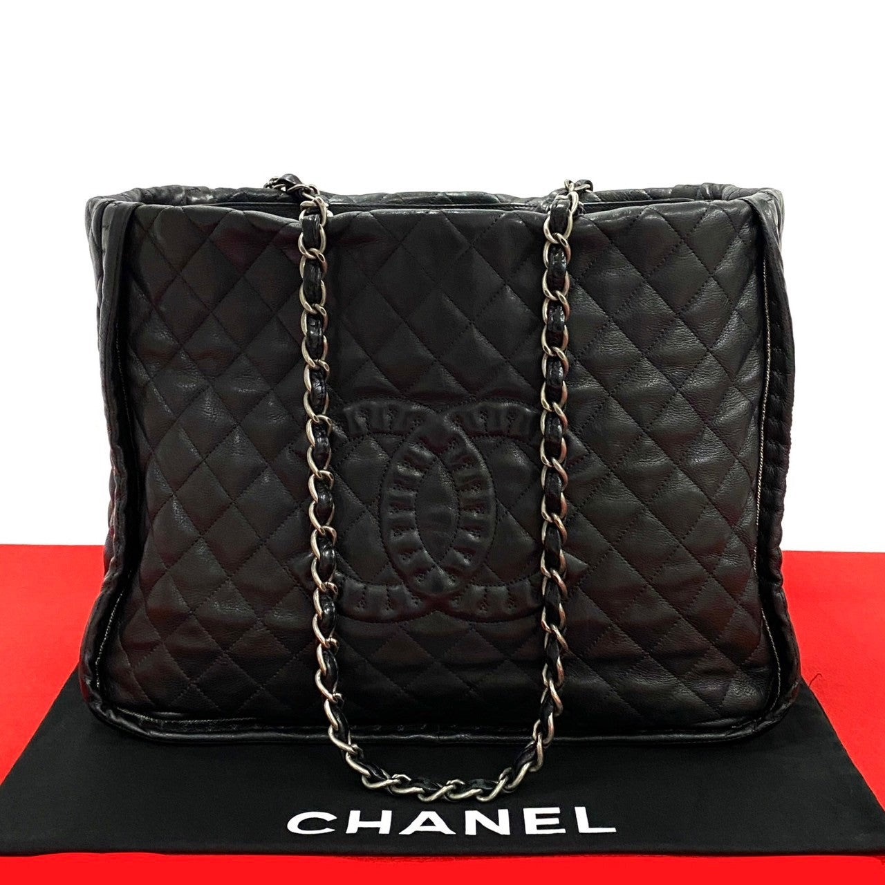 Chanel Lambskin Matelasse Coco Mark Chain Tote Bag