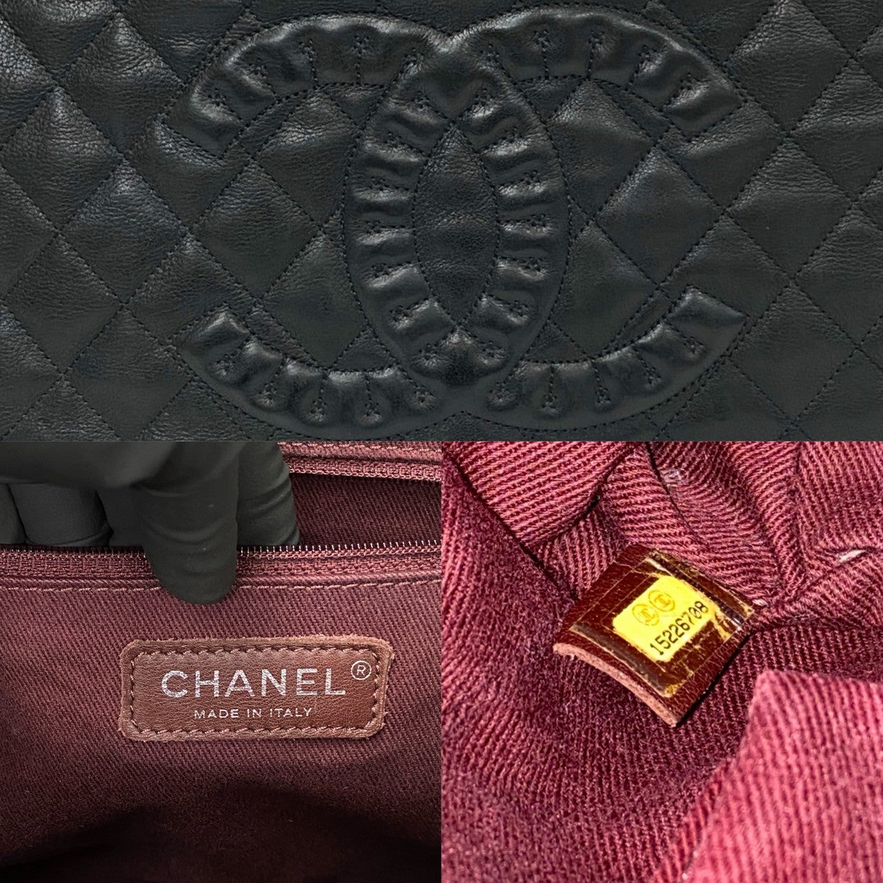 Chanel Lambskin Matelasse Coco Mark Chain Tote Bag