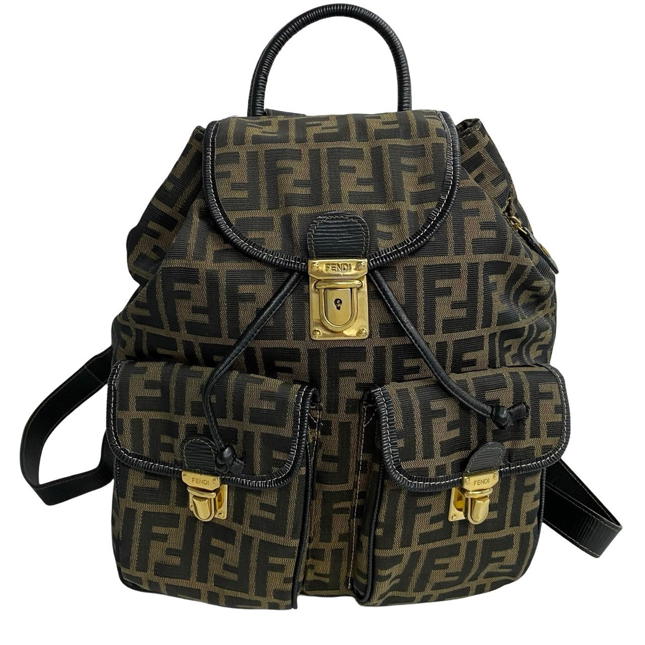 Fendi Leather Canvas FF Zucca Backpack 98780