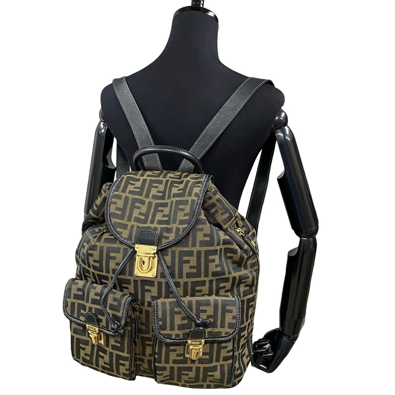 Fendi Leather Canvas FF Zucca Backpack 98780