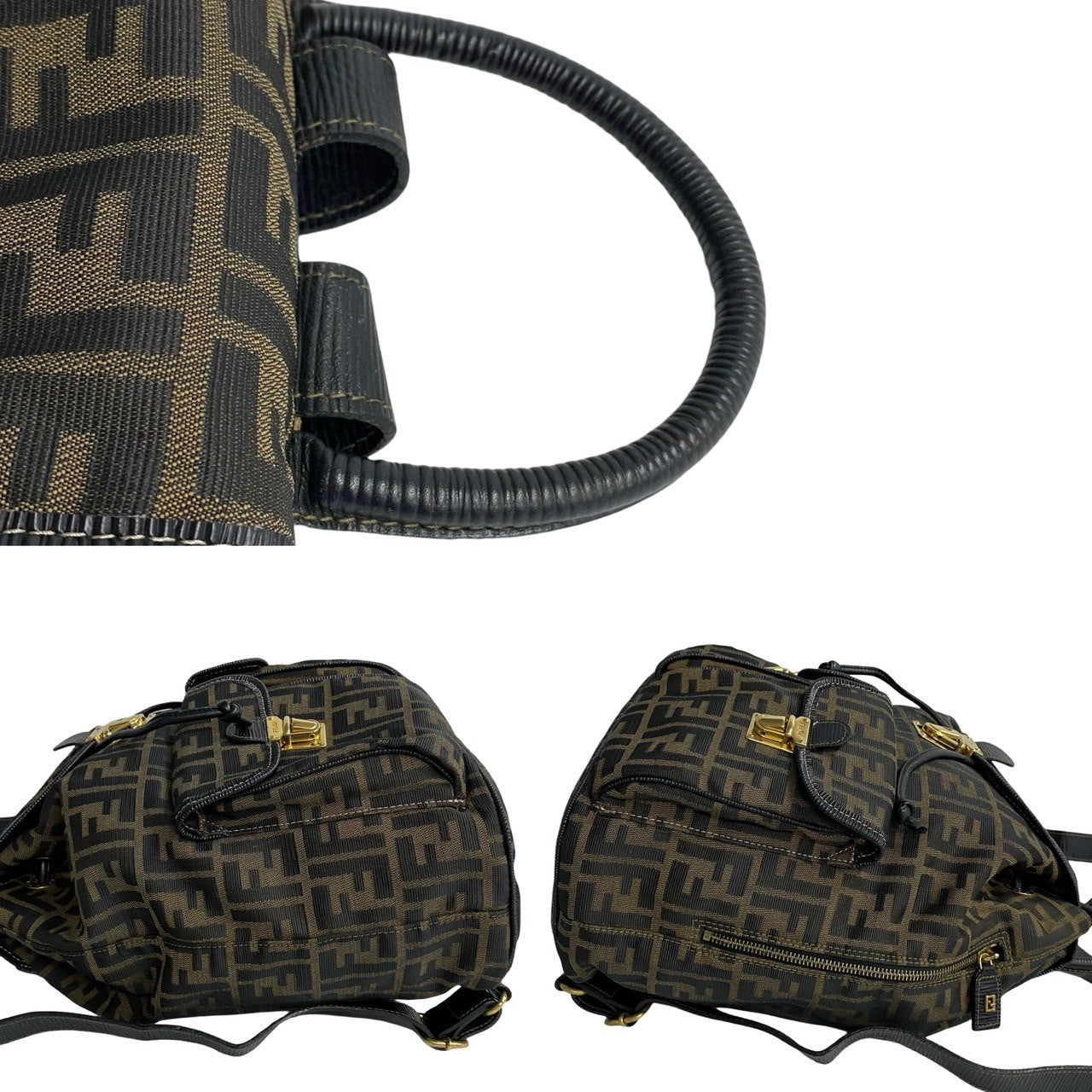 Fendi Leather Canvas FF Zucca Backpack 98780