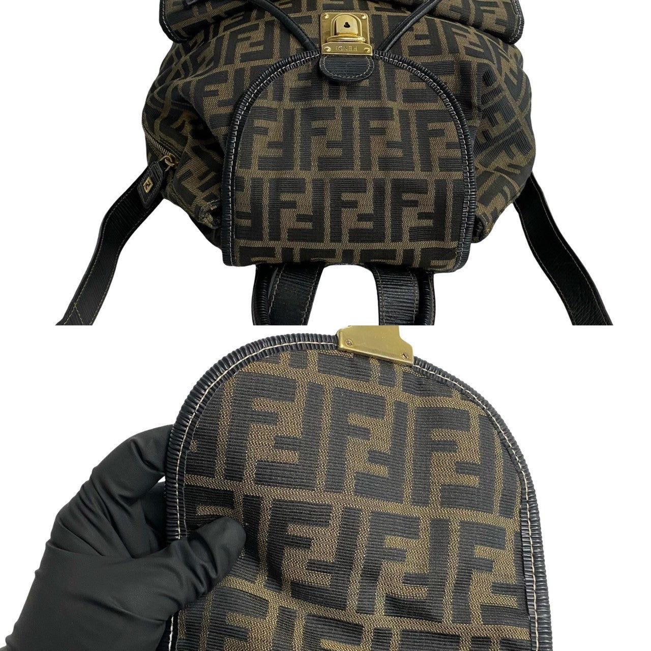 Fendi Leather Canvas FF Zucca Backpack 98780