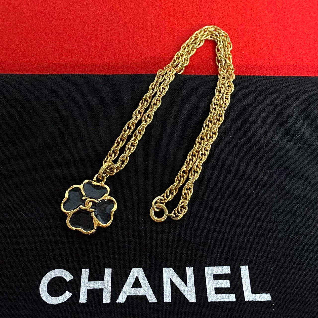 Chanel Vintage Clover Motif Chain Necklace