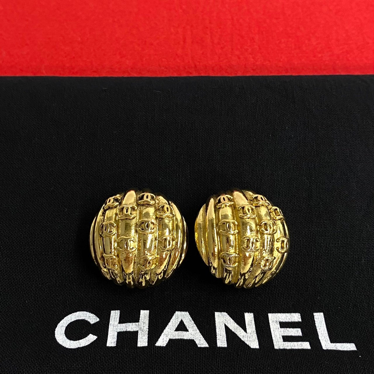 Chanel Vintage Coco Mark Earrings Gold