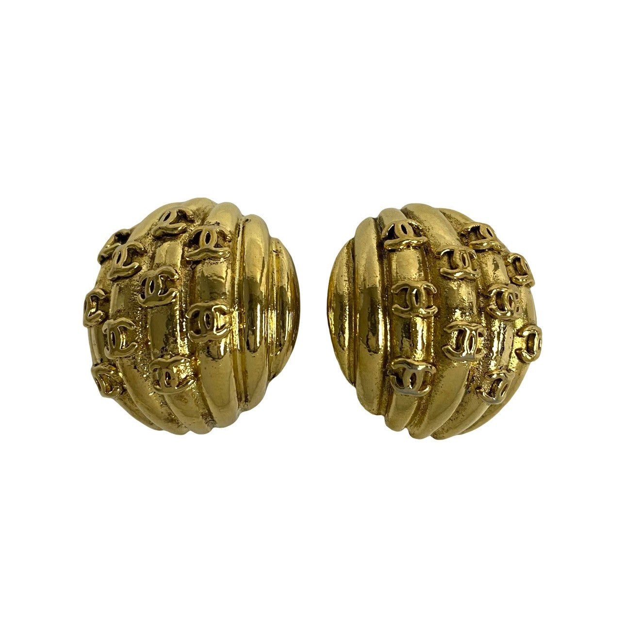 Chanel Vintage Coco Mark Earrings Gold